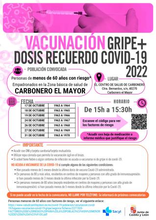 Imagen Vacunacion Gripe + Dosis Recuerdo Covid-19 2022 Menores de 60 con riesgo